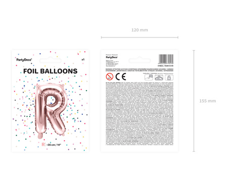 Balon foliowy Litera ''L'', 35cm, różowe złoto