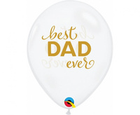#BL Balon QL 11" z nadr. Best Dad ever, przezroczysty/ 25 szt. KK