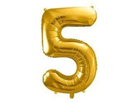 Balon foliowy Cyfra ''5'', 86cm, złoty Party Deco