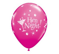 #BL Balon QL 11" z nadr. "Hen Night", pastel żurawinowy/ 6 szt. KK