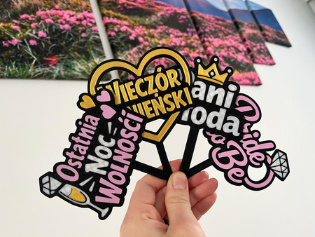 Topper na tort 15x12 cm PANI MŁODA WIECZÓR PANIEŃSKI