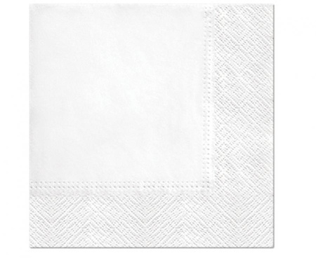 #ZSE Serwetki PAW gładkie jednokolorowe Białe 33x33 cm / 20 szt.