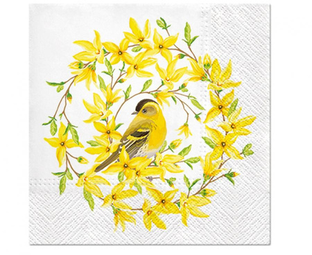 #ZSE Serwetki PAW wzorzyste Forsythia & Bird 33x33 cm / 20 szt.