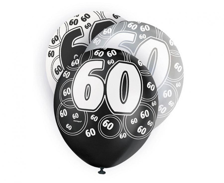 #BL Balon UQ 12" Glitz z nadr. 60, czarny miks, 6 szt.