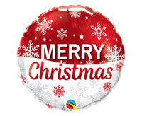 #BFK Balon foliowy 18" QL RND " Merry Christmas" (płatki śniegu) KK