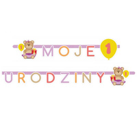 #DEGI Girlanda "Moje 1 Urodziny", 1 szt., różowa, 1.9 m KK