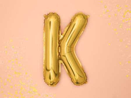 Balon foliowy Litera ''K'', 35cm, złoty