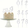 Topper na tort SREBRNY Z KORONĄ cyfra 3 TRZY TRÓJKA 11x4 cm