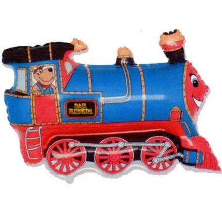 #BFK Balon foliowy 14" FX - Pociąg (niebieski), niepakowany