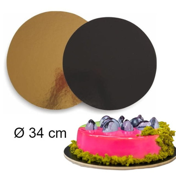 Podkładka pod tort dwustronna ZŁOTO - CZARNA Ø 34 cm