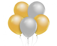 #BL Balony B&C mix: metaliki złote i srebrne, 12"/ 50 szt.