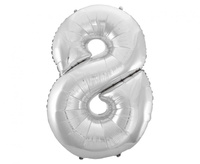 #BFC51 Balon foliowy B&C Cyfra 8, srebrna, 92 cm AA
