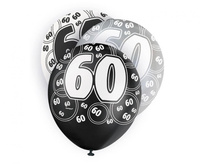 #BL Balon UQ 12" Glitz z nadr. 60, czarny miks, 6 szt.