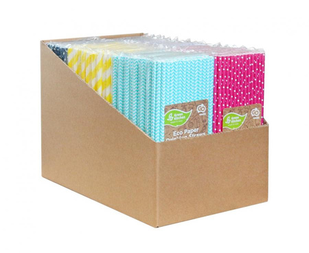 #ZSŁ Rurki (słomki) pap. mix wzorów, 6x197mm, 40 szt. / display (35 szt.)