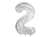 Forma Cyfra ''2'' dla balonów lateksowych, 126cm, srebrne błyszczące