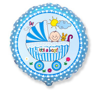 #BFK Balon foliowy 18" FX - Wózek dla chłopca, niebieski, niepakowany