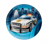 #ZTA Talerzyki papierowe, POLICE PARTY, 17,4 cm, 8 szt.