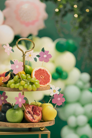 Toppery na tort Kwiaty, mix, 13-14.5 cm (1 op. / 8 szt.)