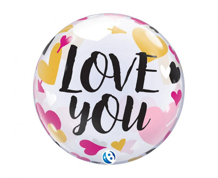#BFK Balon Takara BUBBLE BALLOON Love you Hearts & Arrows, 22"