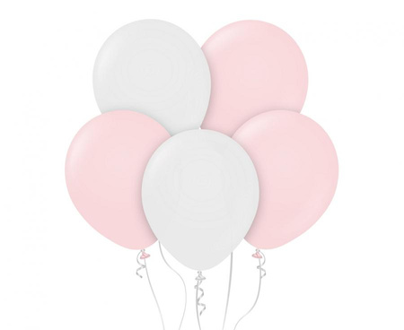 #BL Balony B&C mix: pastelowe różowe i białe, 12"/ 50 szt.