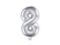 Balon foliowy Cyfra ''8'', 35cm, srebrny