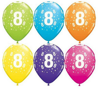 #BL Balon QL 11" z nadr. "8", pastel mix tropikalny / 6 szt. ST ASORT KK