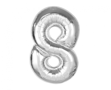 #BFC38 Balon foliowy Smart, cyfra 8, srebrna, 92 cm  KK