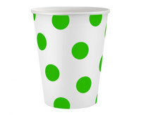 #ZKU_GD Kubeczki pap. białe, Groszki pistacjowe, 250 ml/ 6 szt. KK