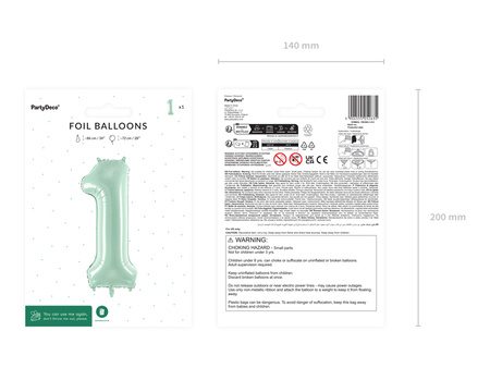 Balon foliowy Cyfra ''1'', 72cm, zieleń