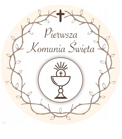 Wydruk jadalny opłatek na tort KOMUNIA śr. 20 cm wz. I
