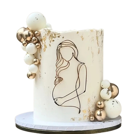 Linearny decor topper na bok tortu KOBIETA W CIĄŻY BABY SHOWER 