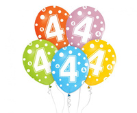 #BL Balony z cyframi: 4, 12 cali/ 5 szt.