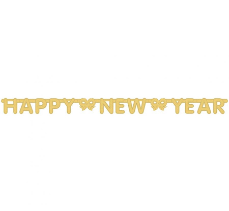 #DEGI Girlanda brokatowa "Happy New Year", złota, 160x11 cm KK
