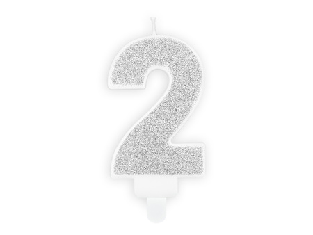 Świeczka urodzinowa Cyferka 5, srebrny, 7cm