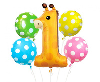 #BFC Balony foliowe - zestaw Żyrafa cyfra 1, 5 szt. KK
