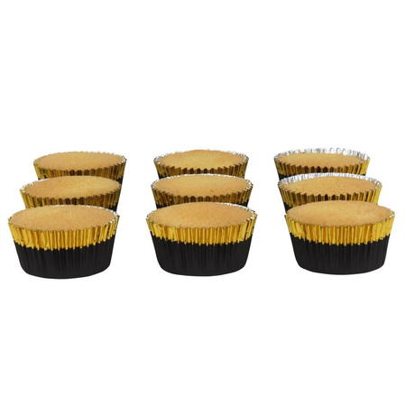 Papilotki do muffinek CZARNE ZE ZŁOTYM PASKIEM 30 szt. PME