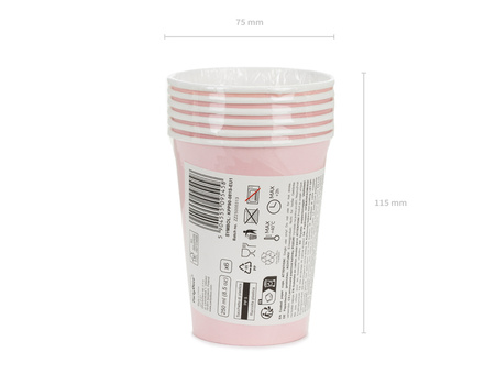 Kubeczki papierowe, jasny różowy, 250ml (1 op. / 6 szt.)
