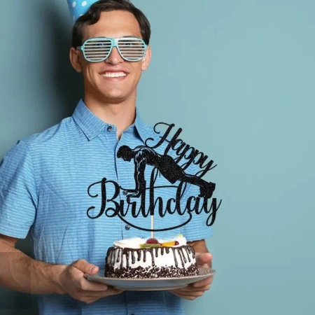Papierowy topper na tort Happy Birthday SIŁOWNIA KULTURYSTA WZ.II