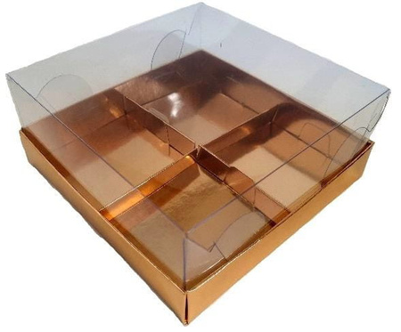 Pudełko na 4 monoporcje 17,5x17,5x7,5 cm ZŁOTE