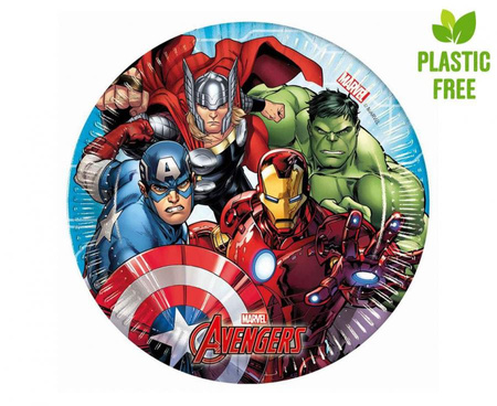 #ZTA Talerzyki papierowe Mighty Avengers (Marvel), 20 cm, 8 szt. (plastic-free) KK
