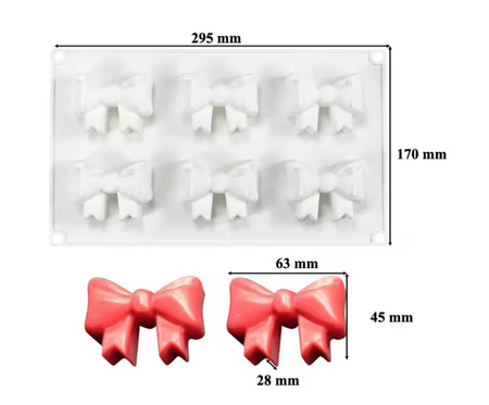 Forma silikonowa do monoporcji czekolady KOKARDKI KOKARDY 29x17x3cm