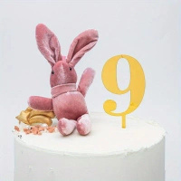 Topper na tort ZŁOTY cyfra 9 DZIEWIĘĆ DZIEWIĄTKA 11x4 cm