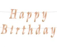 #DEGI Girlanda B&C Happy Birthday, DIY, metaliczna różowo-złota, 11x200 cm