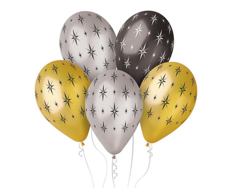 #BL Balony Premium Błyszczące Gwiazdy, metaliczne, 12" / 5 szt.