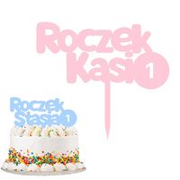 Personalizowany topper na ROCZEK Z JEDYNECZKĄ WZ.II + IMIE DZIECKA + KOLOR