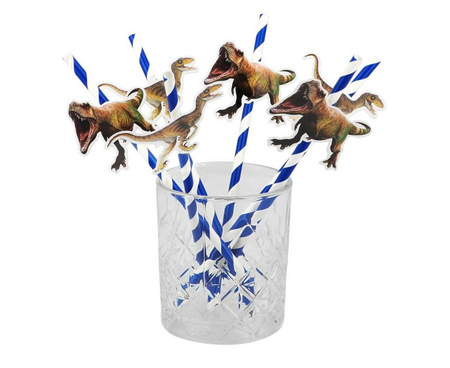#ZSŁ Słomki papierowe Dinozaur, 2 kolory, 20 cm, 6 szt.