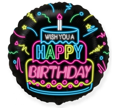 #BFK Balon foliowy 18" FX - Happy Birthday- NEON, niepakowany