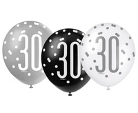 #BL Balon UQ 12" Glitz,groszki z nadr. 30, miks kolorów, 6 szt.