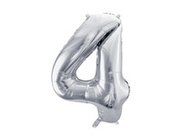 Balon foliowy Cyfra ''4'', 72cm, srebrny