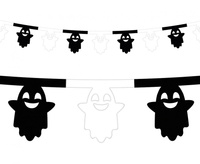 Girlanda papierowa Duszki 3,6 m — biało‑czarna dekoracja Halloween